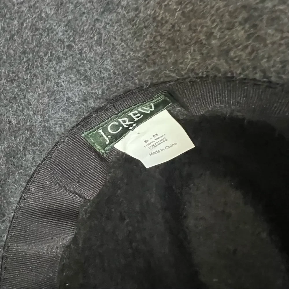 J.Crew Hat Gray Wool Fedora Floppy Brim Boho Classic Style Size S-M
